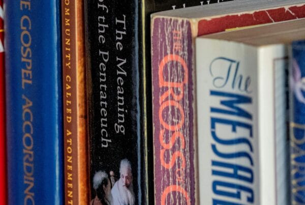 books lined up on shelf